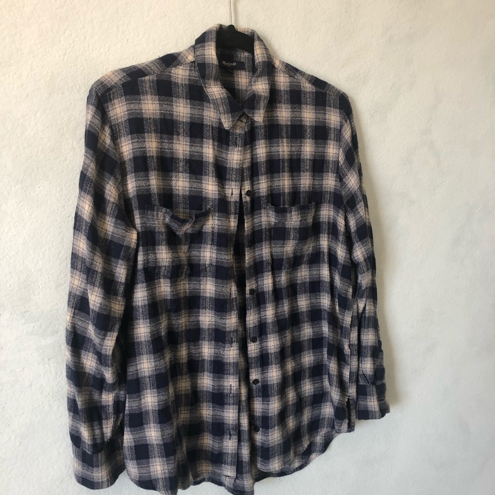 Midnight Blue/Grey Plaid Fleece Button Up